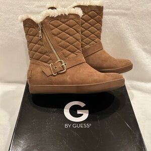 GUESS Women's Brown Quilted Winter Boots